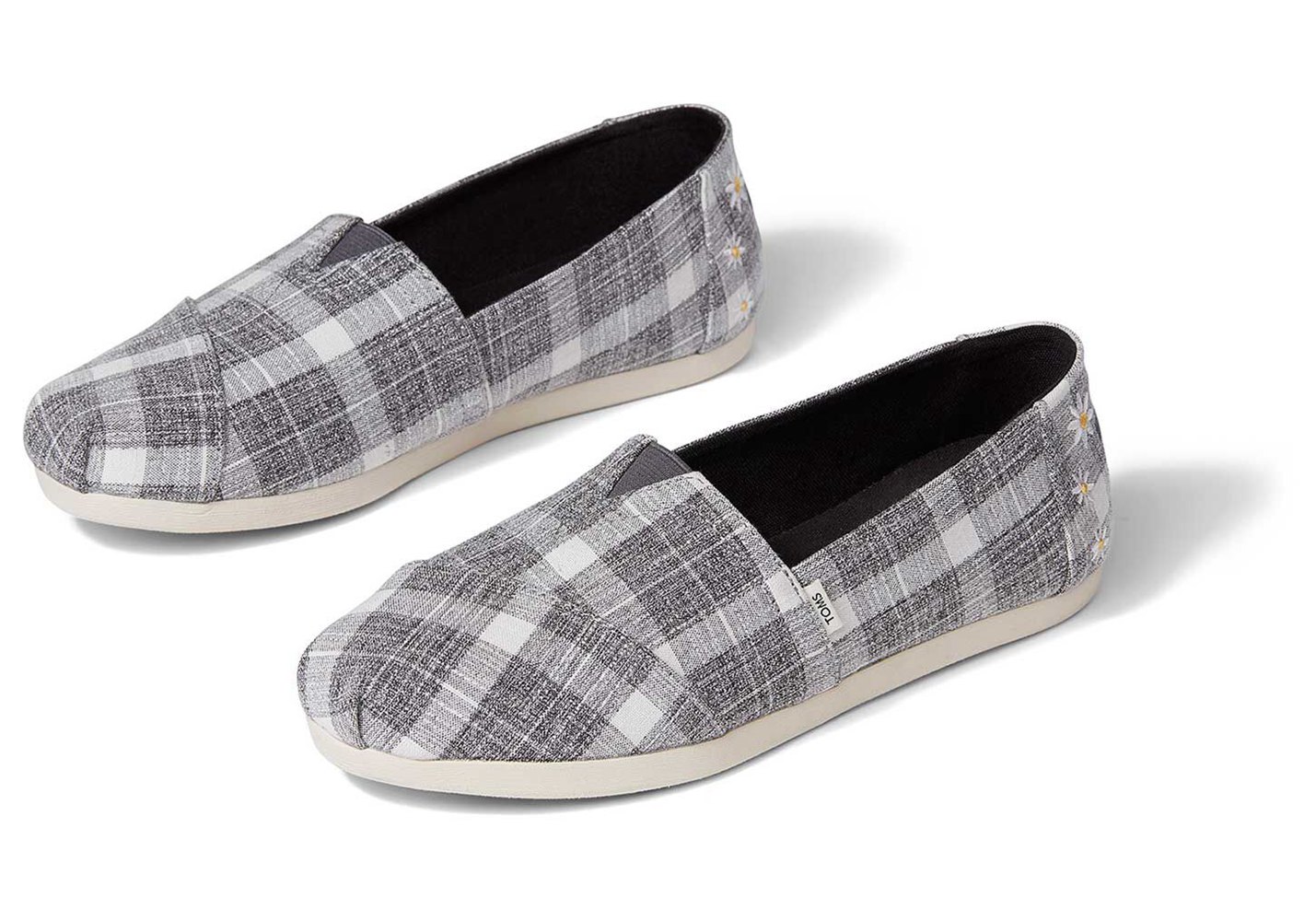 Toms Alpargata Plaid Daisies Espadrille Grey - Womens - 45218-PZGS